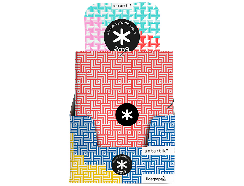 CARPETA LIDERPAPEL ANTARTIK GOMAS A4 3 SOLAPAS CARTON FORRADO TRENDING COLORES SURTIDOS