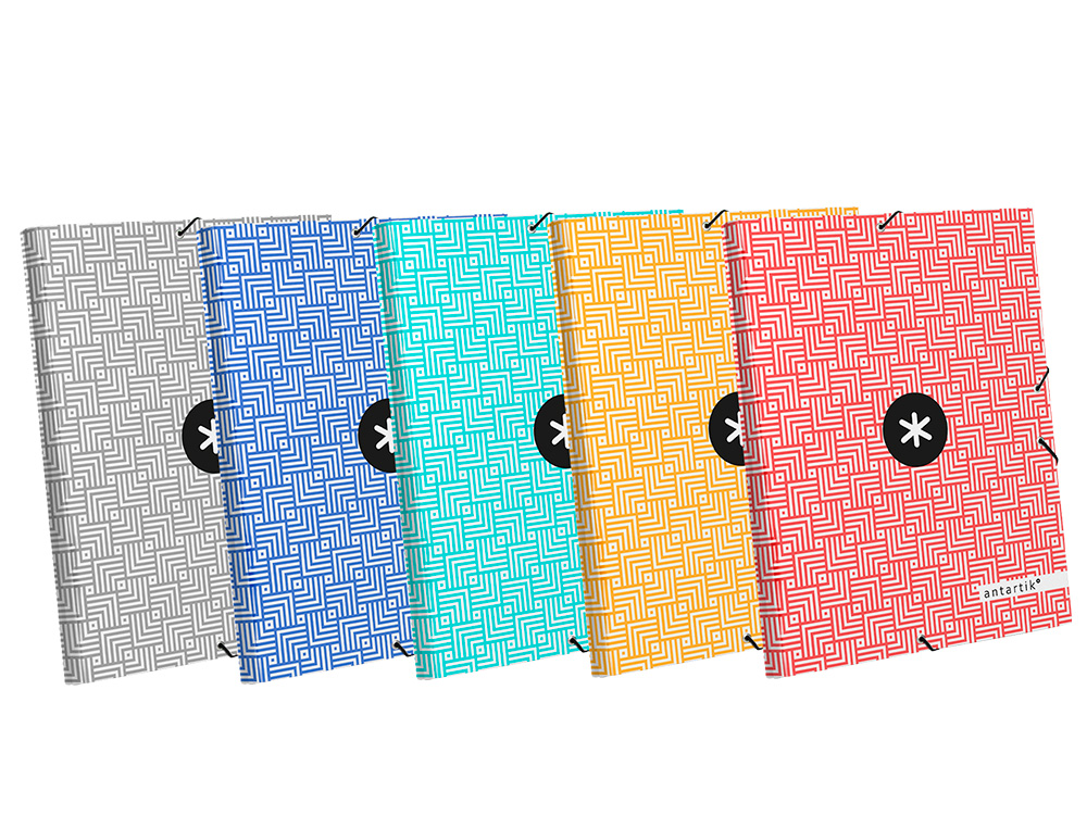 CARPETA LIDERPAPEL ANTARTIK GOMAS A4 3 SOLAPAS CARTON FORRADO TRENDING COLORES SURTIDOS