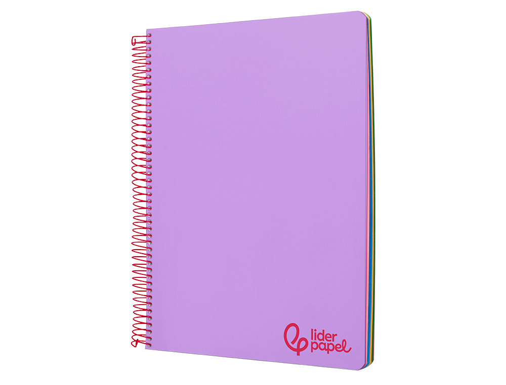 CUADERNO ESPIRAL LIDERPAPEL A4 MICRO WONDER TAPA PLASTICO 120H 90GR CUADRO 5MM 5 BANDA 4 TALADROS COLOR LILA