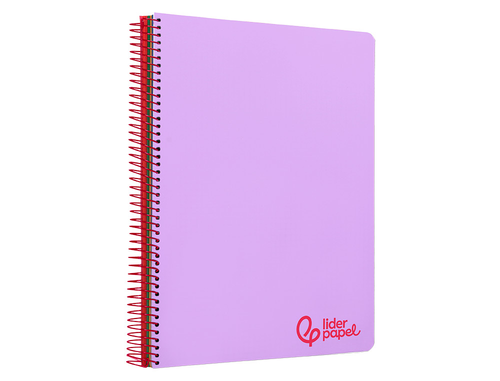CUADERNO ESPIRAL LIDERPAPEL A4 MICRO WONDER TAPA PLASTICO 120H 90GR CUADRO 5MM 5 BANDA 4 TALADROS COLOR LILA
