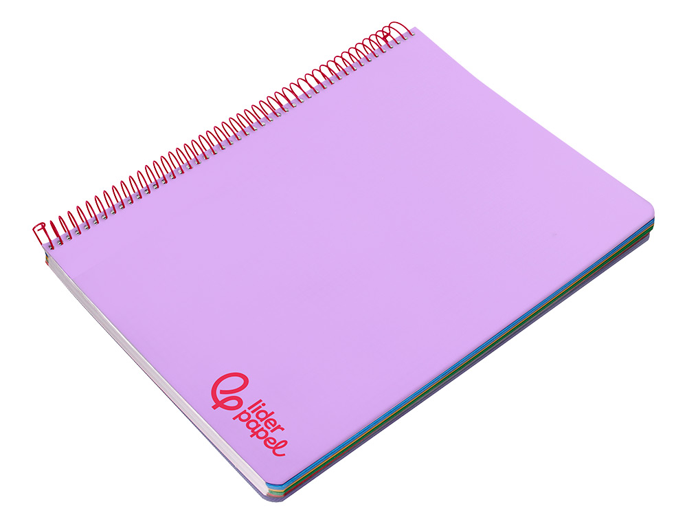 CUADERNO ESPIRAL LIDERPAPEL A4 MICRO WONDER TAPA PLASTICO 120H 90GR CUADRO 5MM 5 BANDA 4 TALADROS COLOR LILA