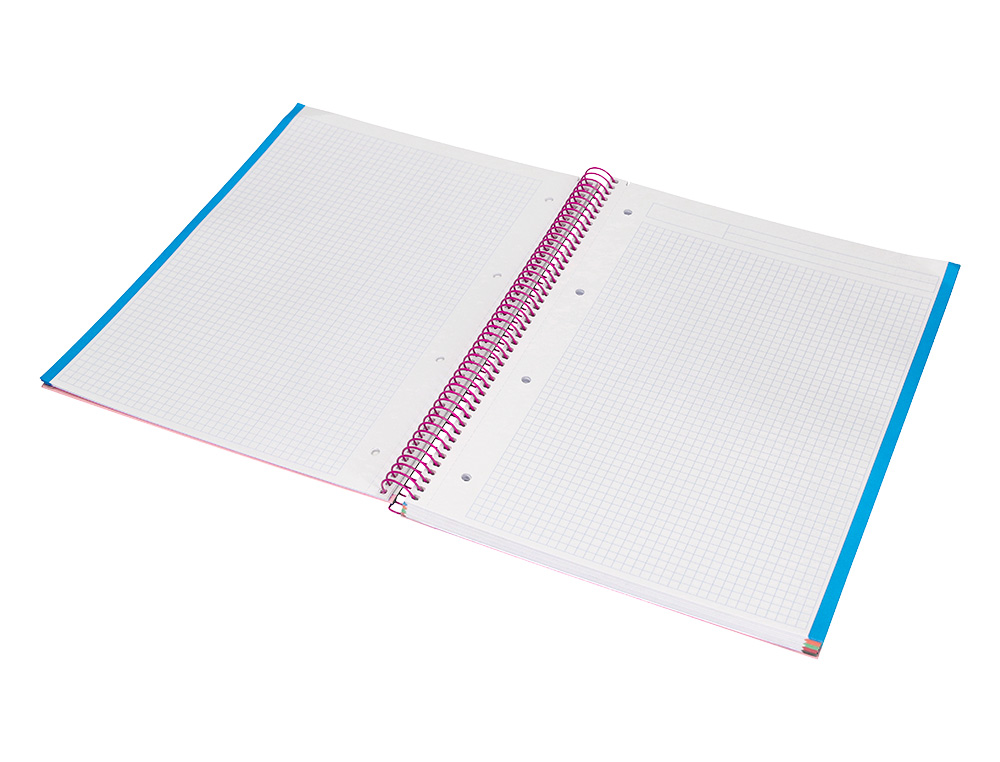 CUADERNO ESPIRAL LIDERPAPEL A4 MICRO JOLLY TAPA FORRADA 140H 75GR CUADRO 5MM 5 BANDAS 4 TALADROS COLOR ROSA