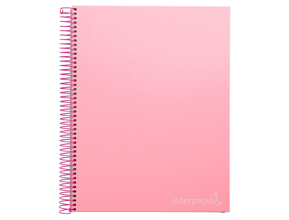 CUADERNO ESPIRAL LIDERPAPEL A4 MICRO JOLLY TAPA FORRADA 140H 75GR CUADRO 5MM 5 BANDAS 4 TALADROS COLOR ROSA