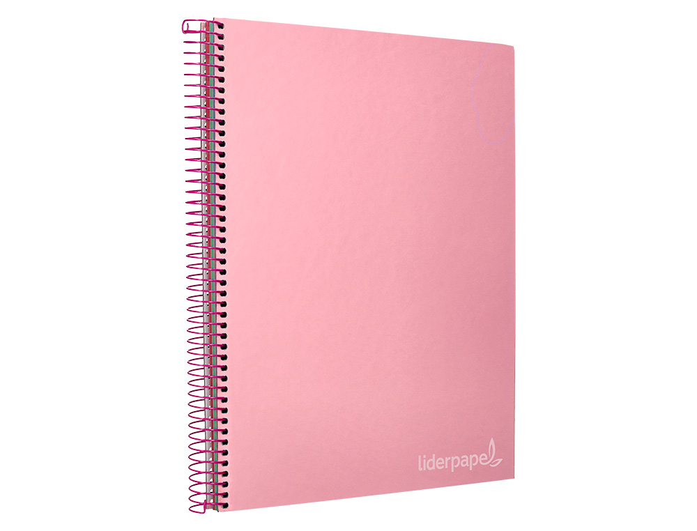 CUADERNO ESPIRAL LIDERPAPEL A4 MICRO JOLLY TAPA FORRADA 140H 75GR CUADRO 5MM 5 BANDAS 4 TALADROS COLOR ROSA