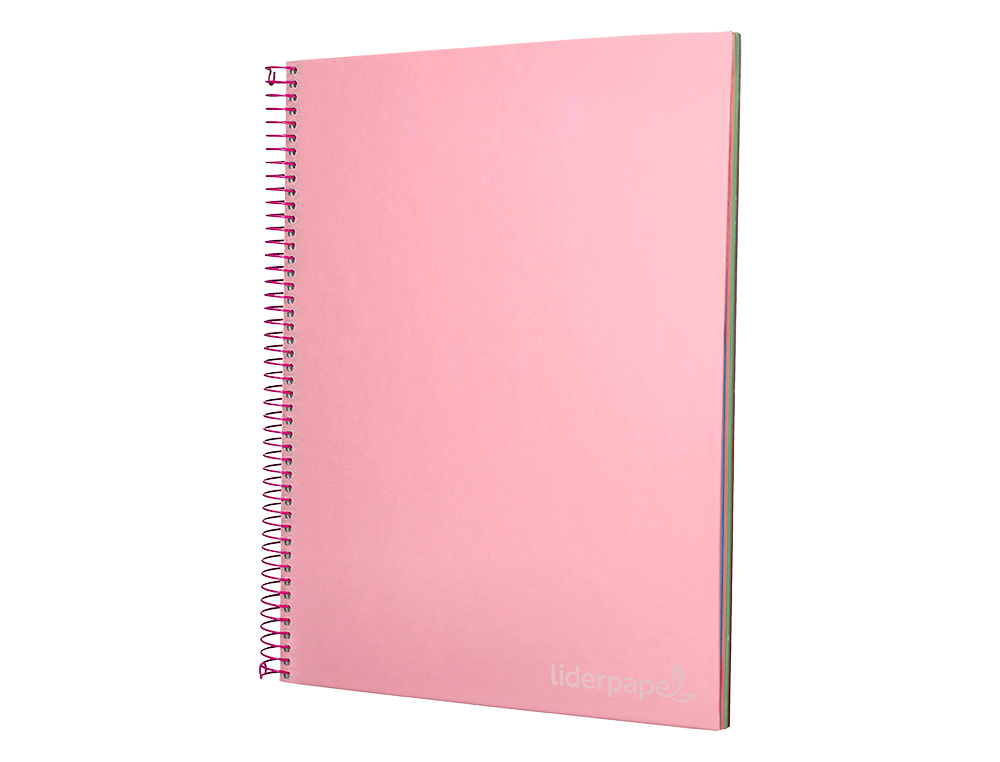 CUADERNO ESPIRAL LIDERPAPEL A4 MICRO JOLLY TAPA FORRADA 140H 75GR CUADRO 5MM 5 BANDAS 4 TALADROS COLOR ROSA