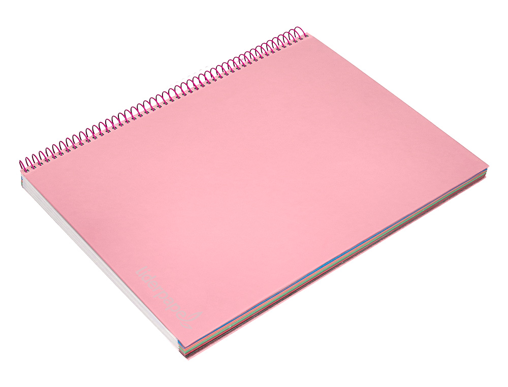 CUADERNO ESPIRAL LIDERPAPEL A4 MICRO JOLLY TAPA FORRADA 140H 75GR CUADRO 5MM 5 BANDAS 4 TALADROS COLOR ROSA