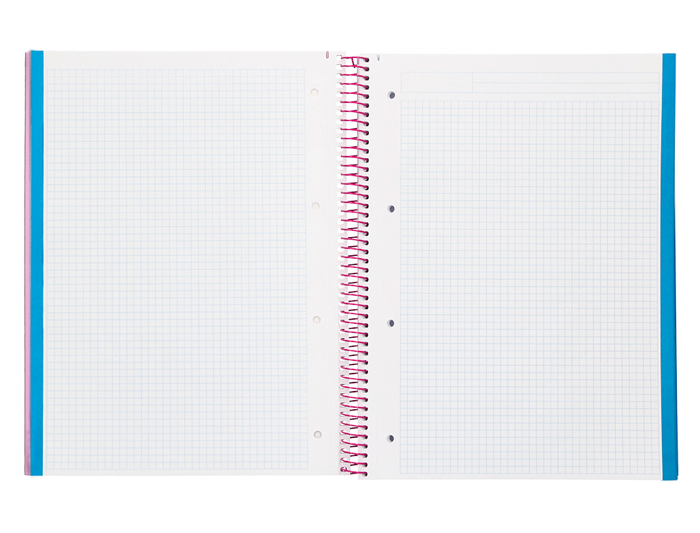 CUADERNO ESPIRAL LIDERPAPEL A4 MICRO JOLLY TAPA FORRADA 140H 75GR CUADRO 5MM 5 BANDAS 4 TALADROS COLOR ROSA