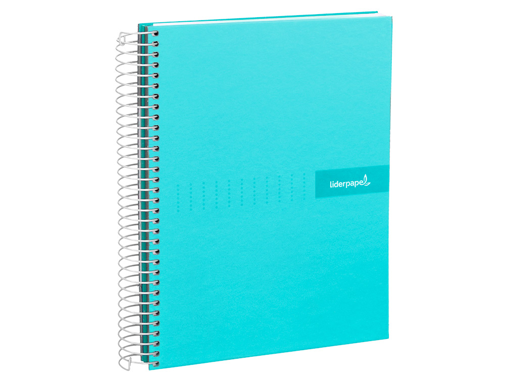 CUADERNO ESPIRAL LIDERPAPEL A4 CRAFTY TAPA FORRADA 80H 90GR CUADRO 4MM CON MARGEN COLOR TURQUESA