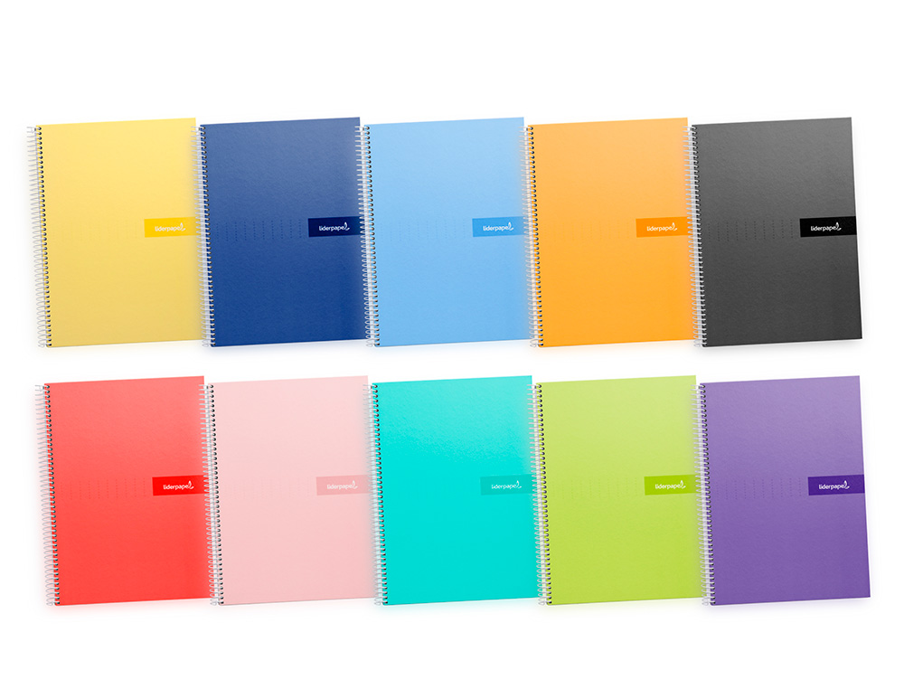 CUADERNO ESPIRAL LIDERPAPEL A4 CRAFTY TAPA FORRADA 80H 90 90GR CUADRO 4MM CON MARGEN COLORES SURTIDOS