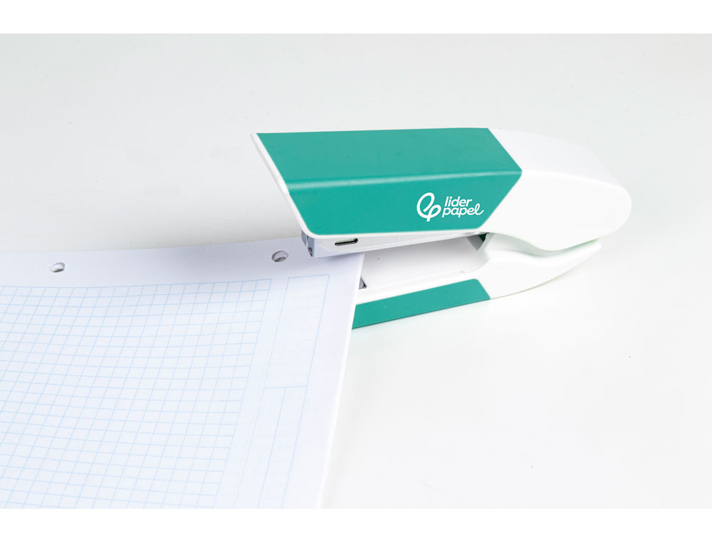 GRAPADORA LIDERPAPEL CON REGALO DE EXTRAEGRAPAS Y CAJA DE 1000 GRAPAS 26/6 CAPACIDAD 20H COLOR TURQUESA