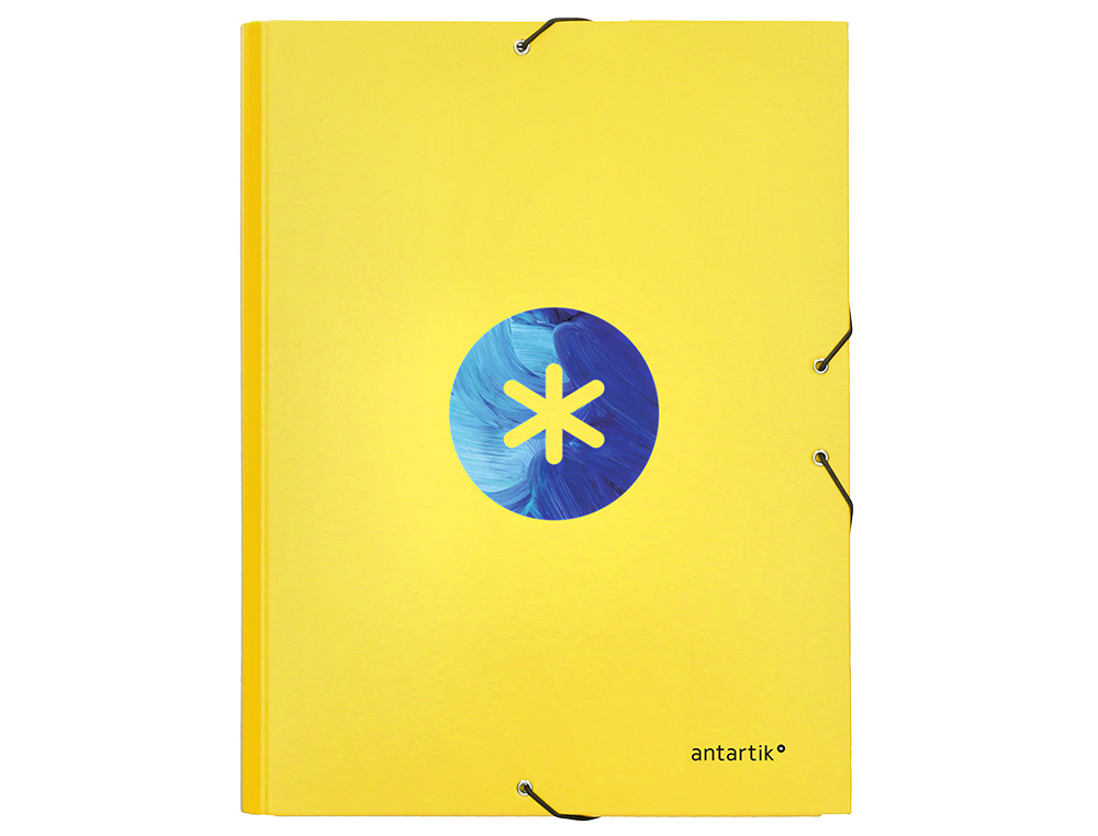 CARPETA LIDERPAPEL ANTARTIK GOMAS A4 3 SOLAPAS CARTON FORRADO TRENDING COLOR AMARILLO