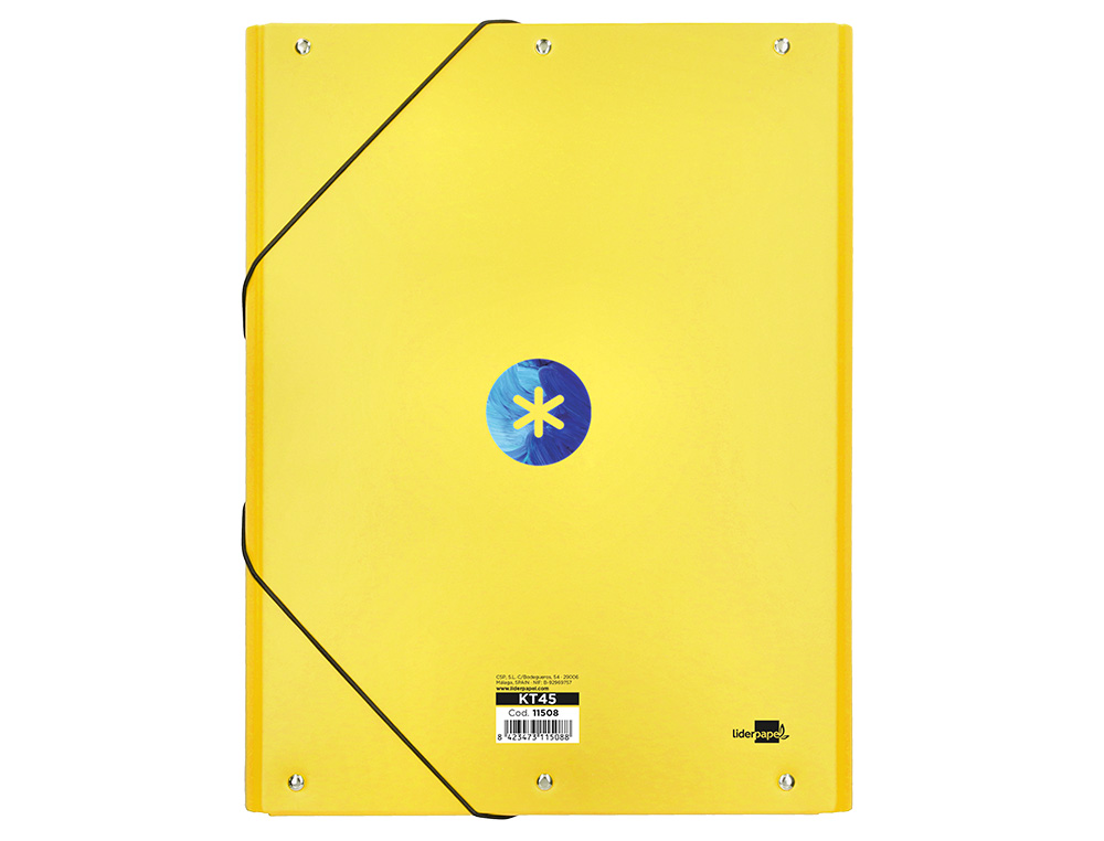 CARPETA LIDERPAPEL ANTARTIK GOMAS A4 3 SOLAPAS CARTON FORRADO TRENDING COLOR AMARILLO