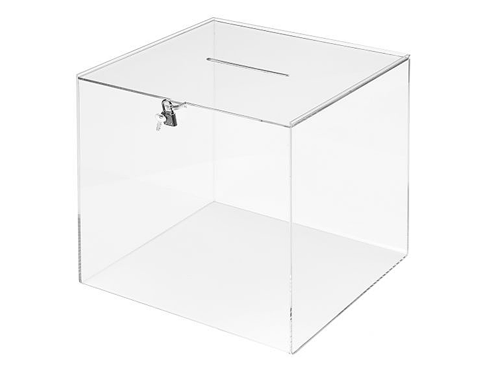 URNA ELECTORAL ARCHIVO 2000 CUADRADA CON LLAVE METACRILATO 3 MM 300X300X300 MM