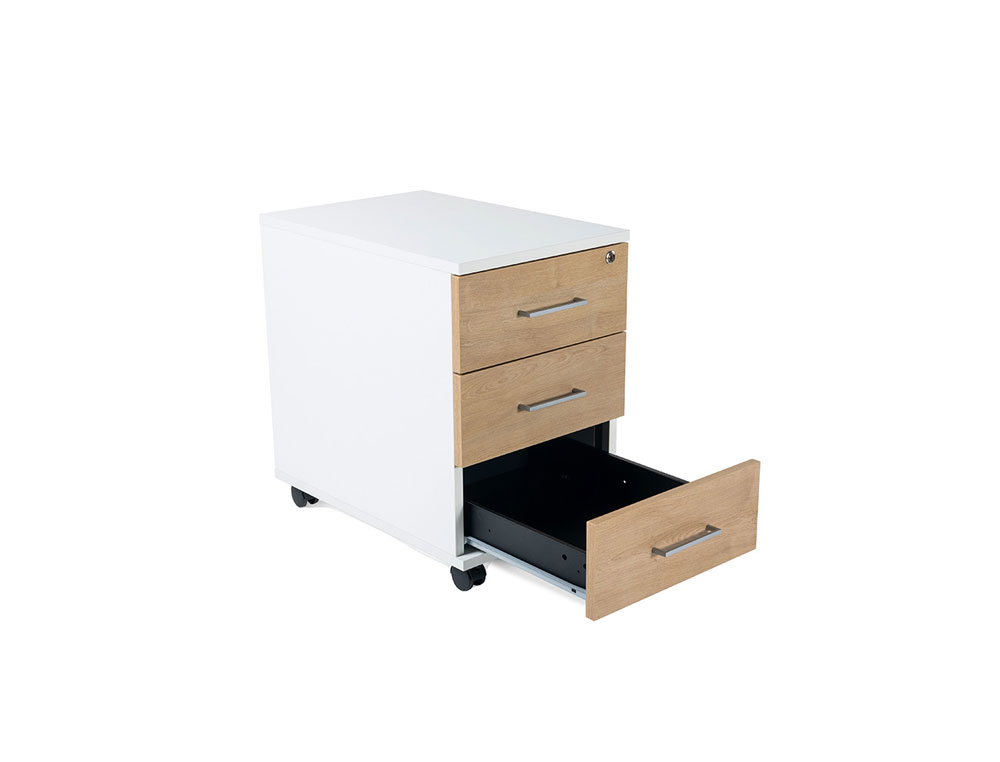 CAJONERA ROCADA CON TRES CAJONES SERIE STORE 60X40X60 CM ACABADO BLANCO/BLANCO