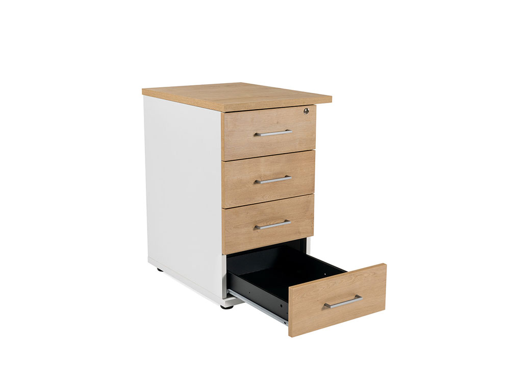 CAJONERA ROCADA CON CUATRO CAJONES SERIE STORE 60X47X74 CM ACABADO GRIS/BLANCO