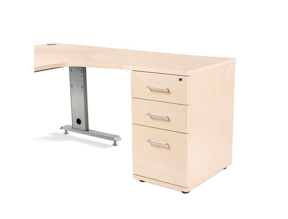 CAJONERA ROCADA CON DOS CAJONES Y UN CARPETERO SERIE STORE 60X47X74 CM ACABADO GRIS/BLANCO
