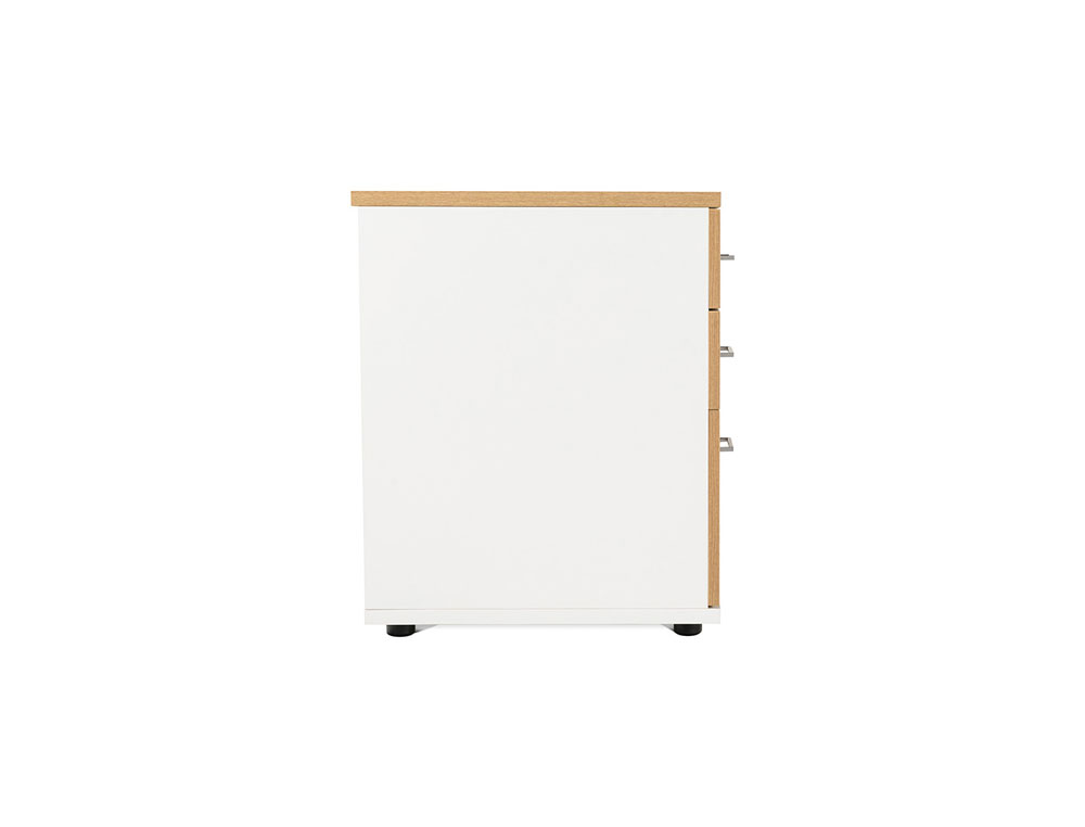 CAJONERA ROCADA CON DOS CAJONES Y UN CARPETERO SERIE STORE 60X47X74 CM ACABADO GRIS/BLANCO