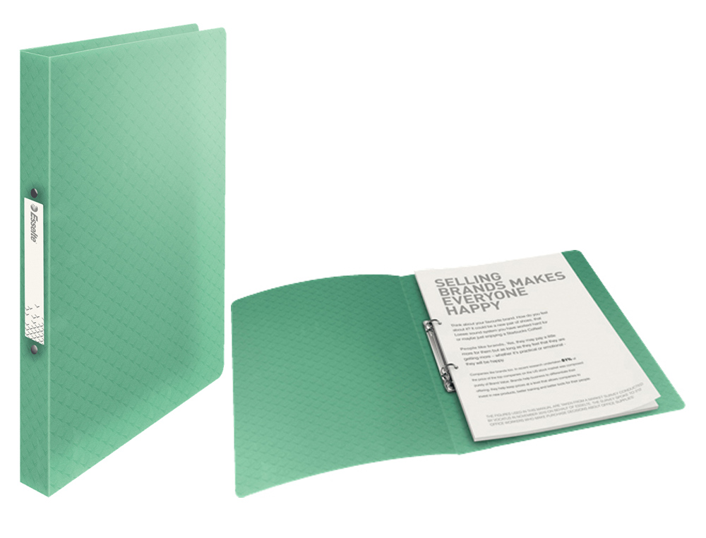 CARPETA ESSELTE 2 ANILLAS 25 MM DIN A4 COLOUR ICE POLIPROPILENO COLOR VERDE