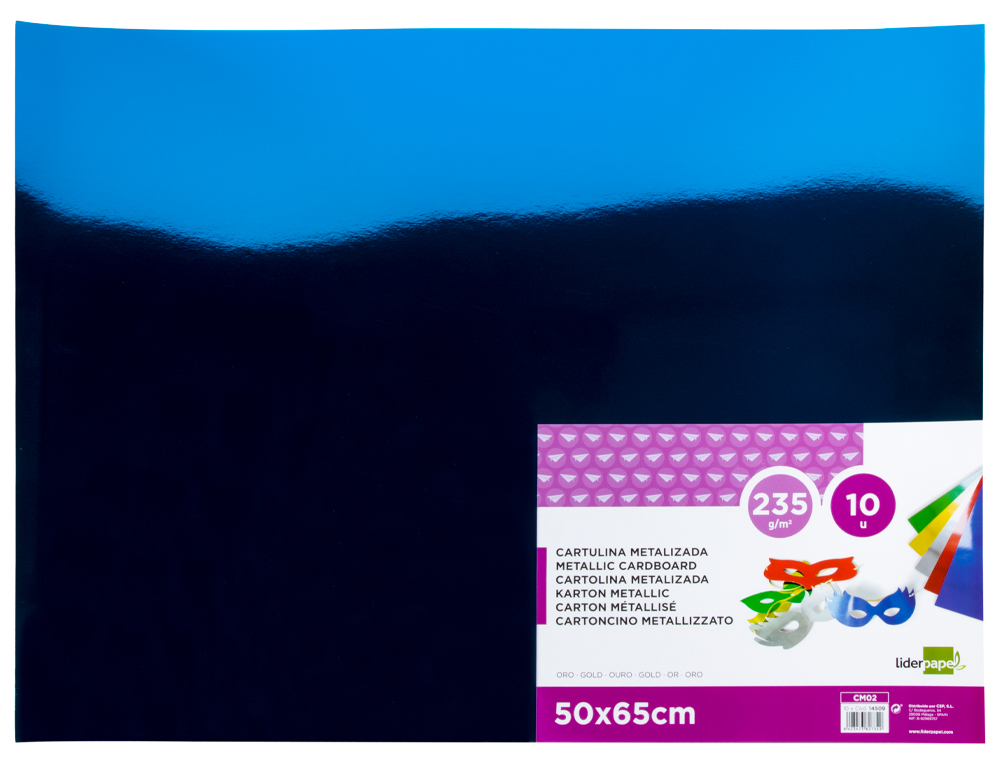 CARTULINA LIDERPAPEL 50X65 CM 235G/M2 METALIZADA AZUL