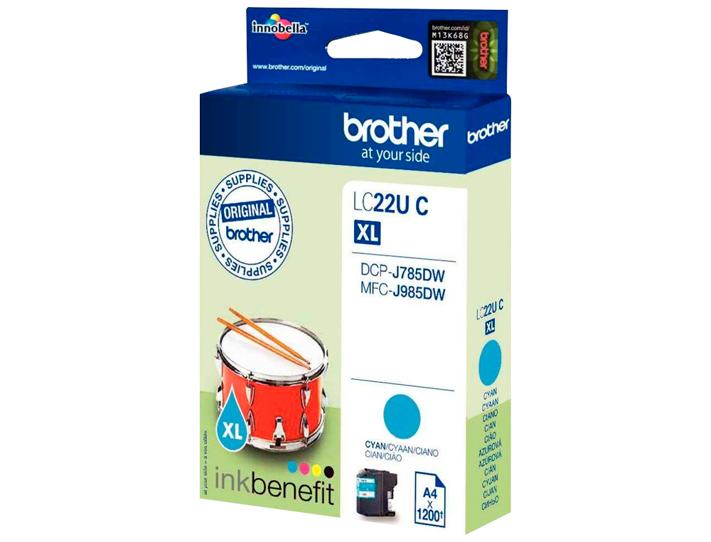 INK-JET BROTHER LC22UCBP XL DCP-J785DW / DCP-J785DWXL / MFC-J985DW / MFC-J985DW CIAN 1.200 PAG
