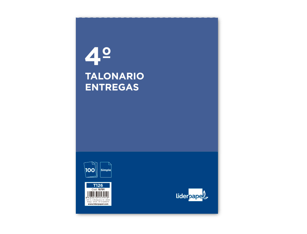 TALONARIO LIDERPAPEL ENTREGAS CUARTO ORIGINAL T126