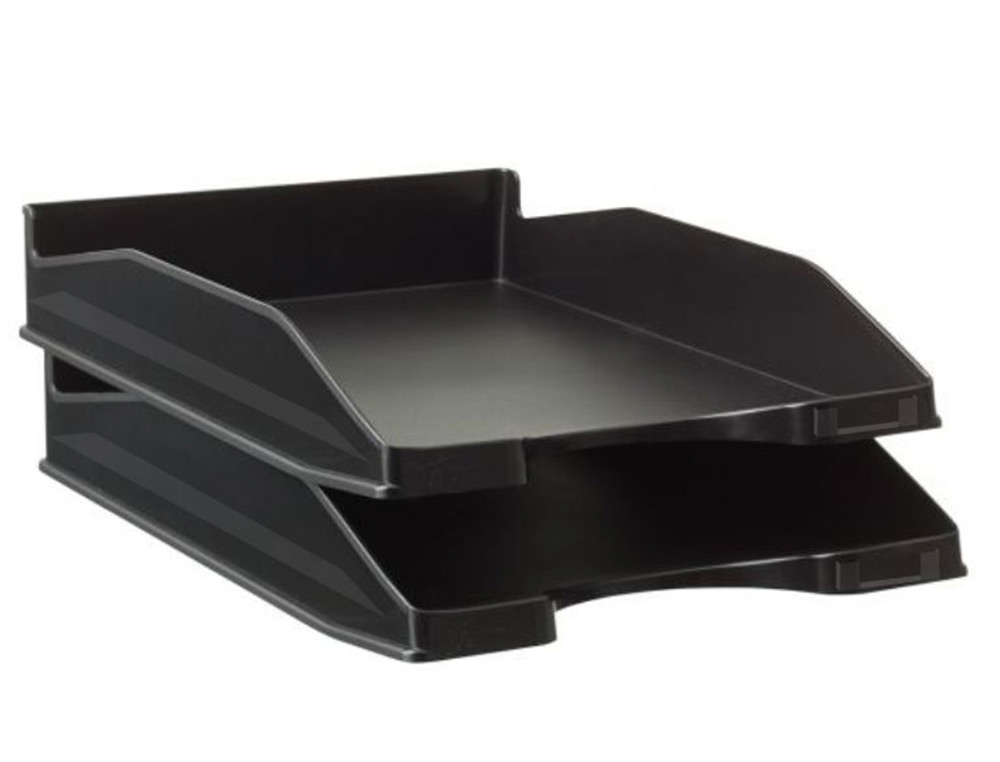 BANDEJA SOBREMESA ARCHIVO 2000 ANTIMICROBIANA PLASTICO APILABLE 3 POSICIONES DIN A4 Y FOLIO NEGRA 345X255X60 MM