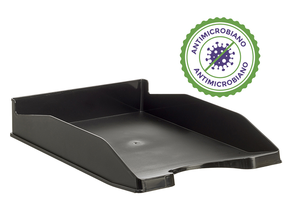 BANDEJA SOBREMESA ARCHIVO 2000 ANTIMICROBIANA PLASTICO APILABLE 3 POSICIONES DIN A4 Y FOLIO NEGRA 345X255X60 MM