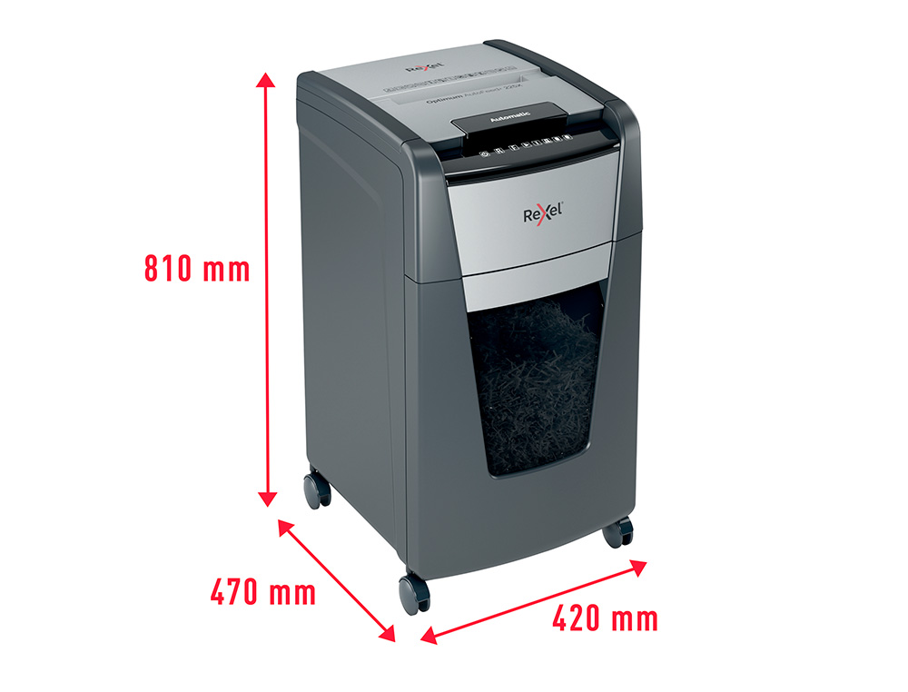 DESTRUCTORA DE DOCUMENTOS REXEL OPTIMUM AUTOFEED+ 225X EU CAPACIDAD DE CORTE 225 HOJAS DESTRUYE GRAPAS Y CLIPS