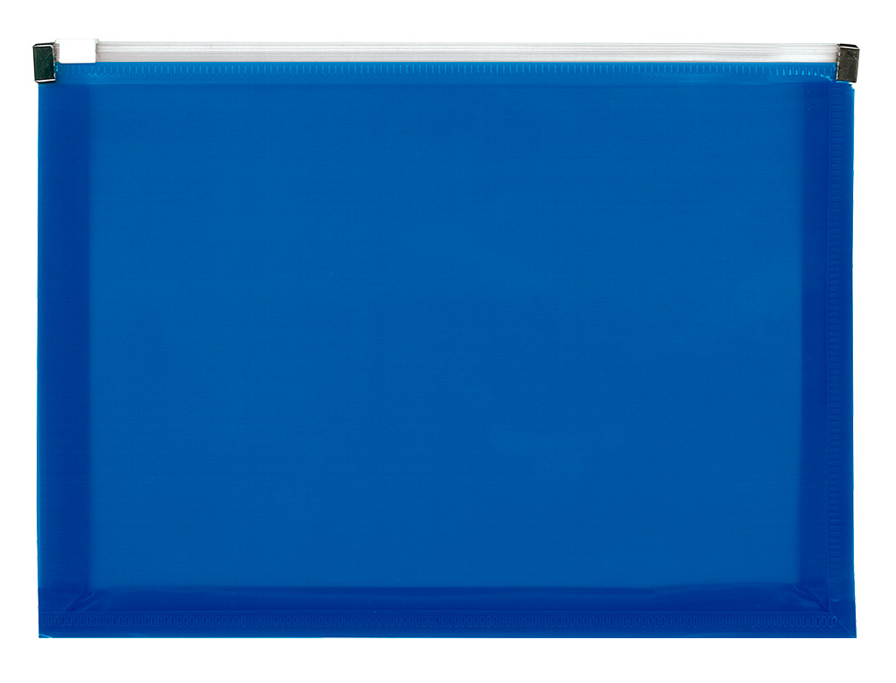 CARPETA DOSSIER LIDERPAPEL A4 CIERRE DE CREMALLERA AZUL TRANSLUCIDO