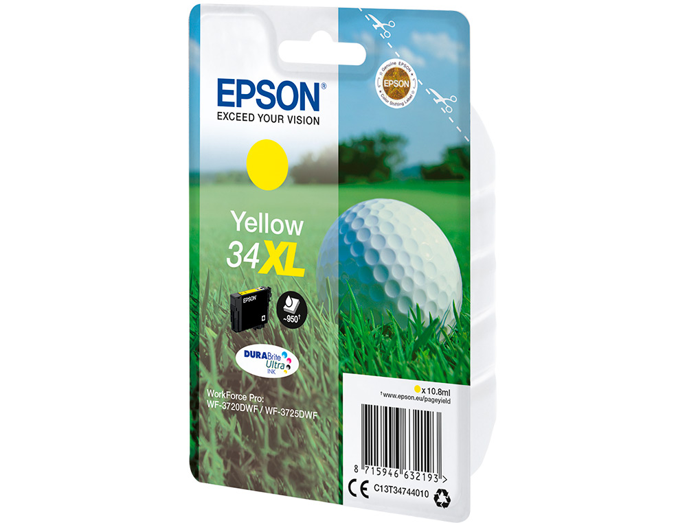 INK-JET EPSON WORK FORCE PRO WF-3720DWF/3725DWF AMARILLO 34XL DURABRITE ULTRA INK 950 PAGINAS