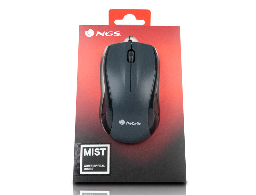 RATON NGS WIRED MIST OPTICO CON CABLE 1000 DPI AMBIDIESTROS USB COLOR NEGRO