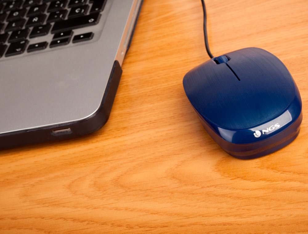 RATON NGS WIRED FLAME OPTICO CON CABLE 1000 DPI AMBIDIESTROS USB COLOR AZUL