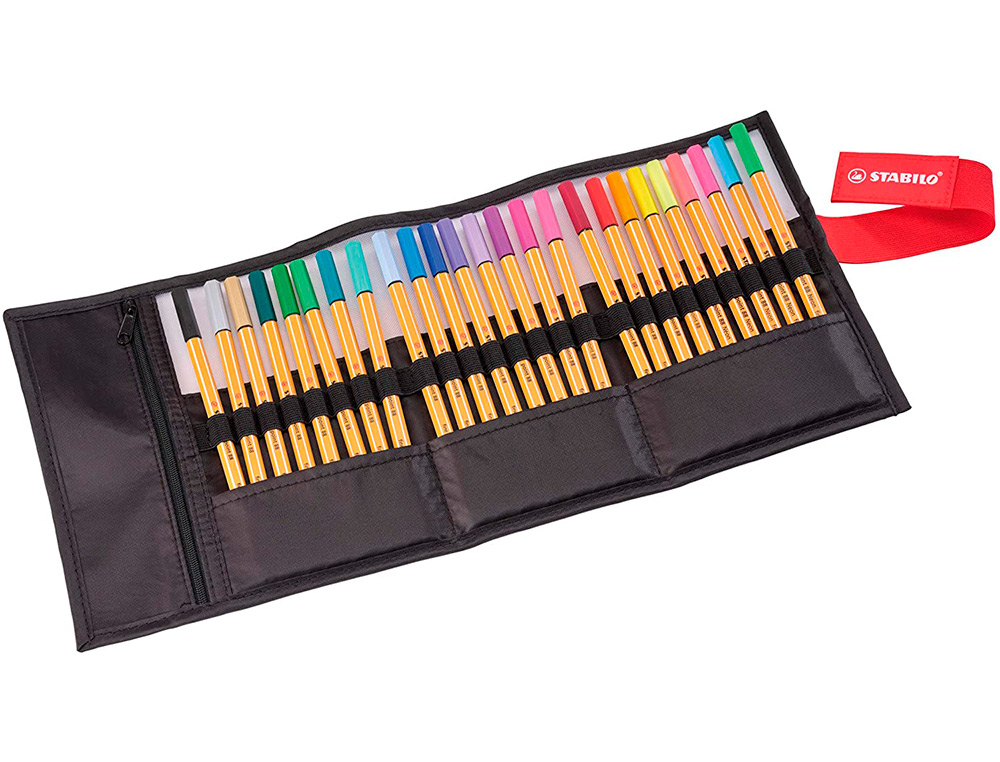 ROTULADOR STABILO PUNTA DE FIBRA POINT 88 ART ESTUCHE ROLLERSET DE 25 UNIDADES COLORES SURTIDOS