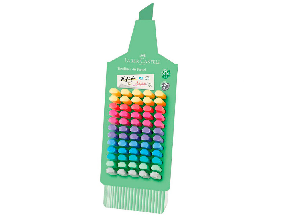 ROTULADOR FABER CASTELL FLUORESCENTE TEXTLINER 46 PASTEL EXPOSITOR 60 UNIDADES COLORES SURTIDOS
