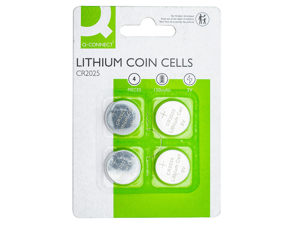 PILA Q-CONNECT TIPO BOTON LITIO CR2025 3V BLISTER DE 4 UNIDADES