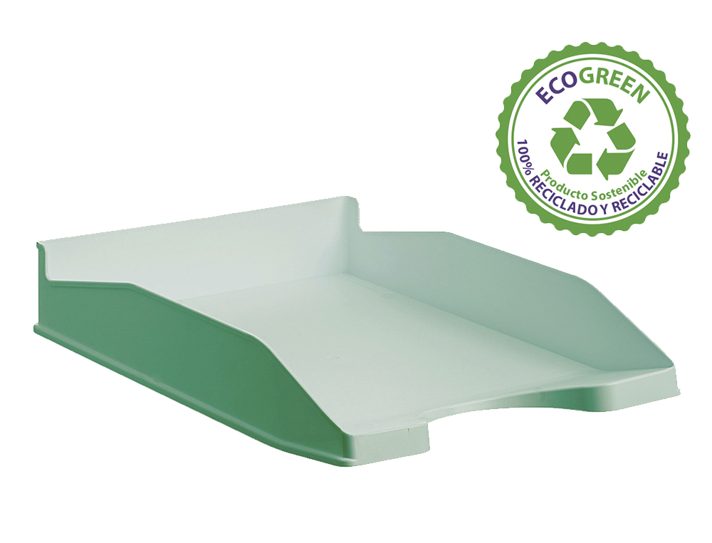 BANDEJA SOBREMESA ARCHIVO 2000 ANTIMICROBIANA PLASTICO APILABLE 3 POSICIONES DIN A4 Y FOLIO VERDE 345X255X60 MM