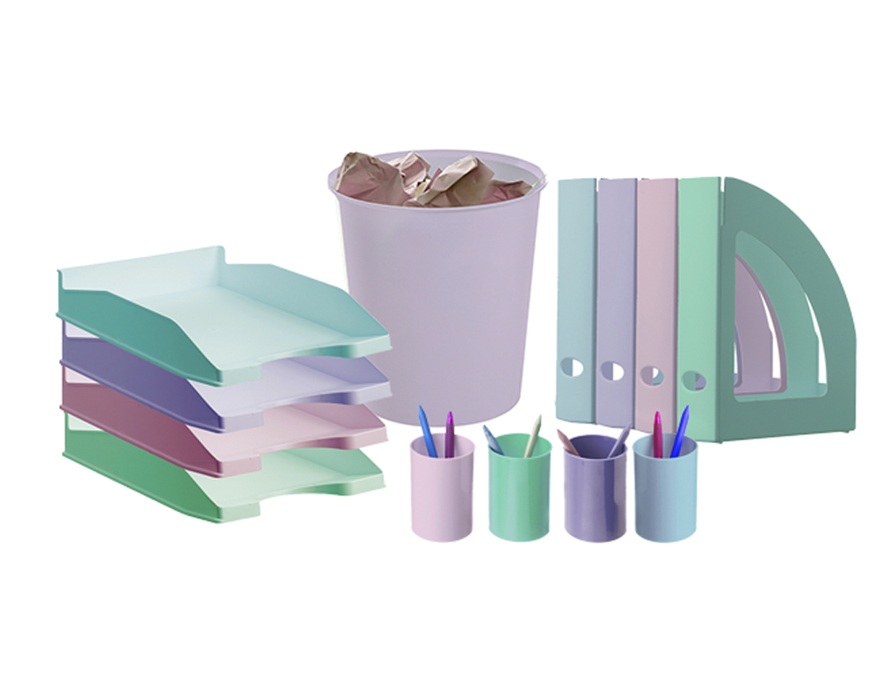 BANDEJA SOBREMESA ARCHIVO 2000 ANTIMICROBIANA PLASTICO APILABLE 3 POSICIONES DIN A4 Y FOLIO VERDE 345X255X60 MM