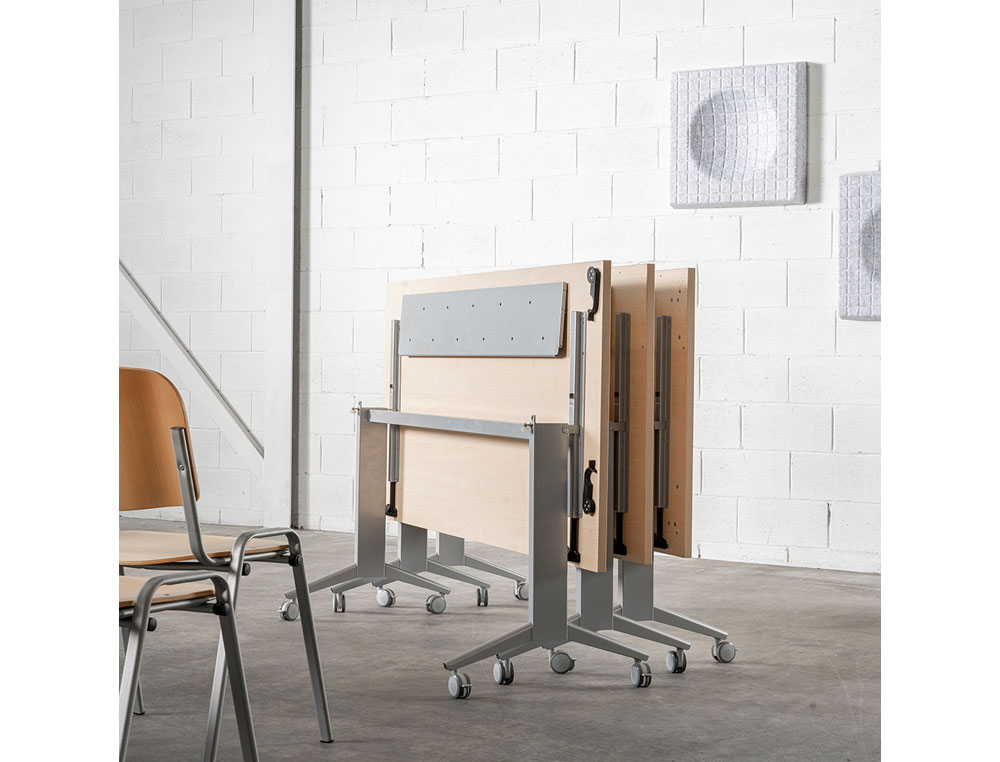 MESA DE OFICINA ROCADA 140X80CM CON TABLERO ABATIBLE 90 ACABADO FD02 GRIS/GRIS