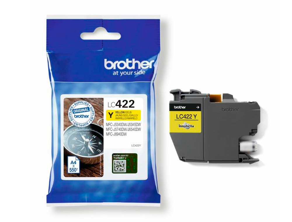 INK-JET BROTHER LC-422Y YELLOW MFC-J5340DW / MFC-J5740DW / MFC-J6540DW / MFC-J6940DW 550 PAGINAS
