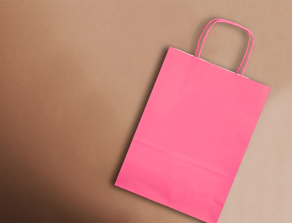 BOLSA PAPEL Q-CONNECT CELULOSA ROSA L CON ASA RETORCIDA 320X400X140 MM