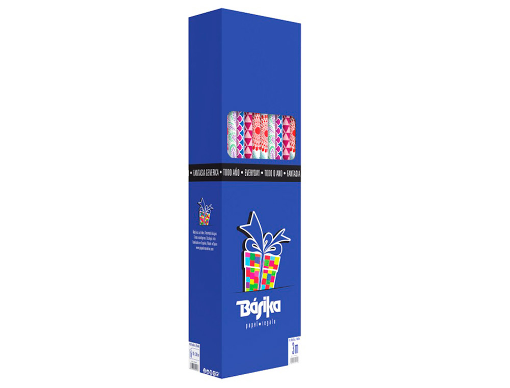 PAPEL DE REGALO BASIKA TODO AO ROLLO ANCHO 1 M LONGITUD 3 M MODELOS SURTIDOS GRAMAJE 50 GR
