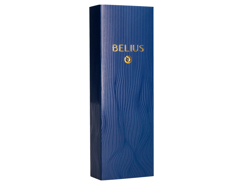 BOLIGRAFO BELIUS NEPTUNO ALUMINIO TEXTURA WAVY COLOR AZUL MARINO TINTA AZUL CAJA DE DISEÑO