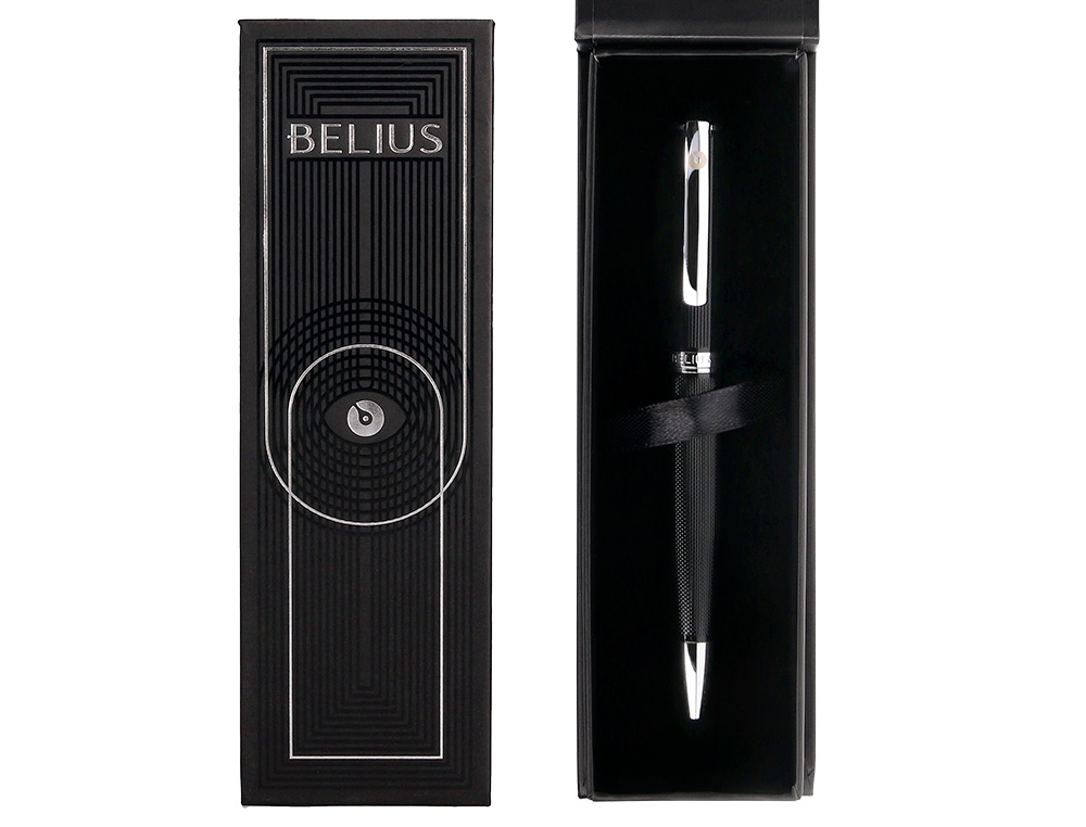 ROLLER BELIUS TURBO ALUMINIO TEXTURA PUNTEADA COLOR NEGRO Y PLATEADO TINTA AZUL CAJA DE DISEO