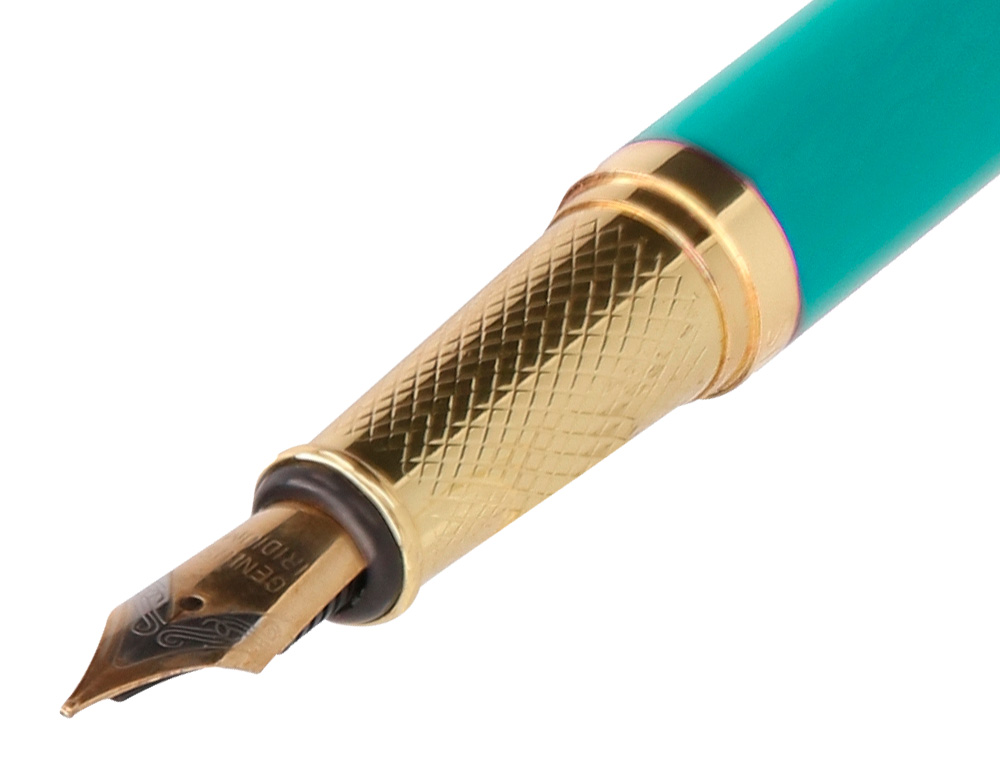 PLUMA BELIUS SOIREE ALUMINIO COLOR ART DECO TURQUESA Y DORADO TINTA AZUL CAJA DE DISEO