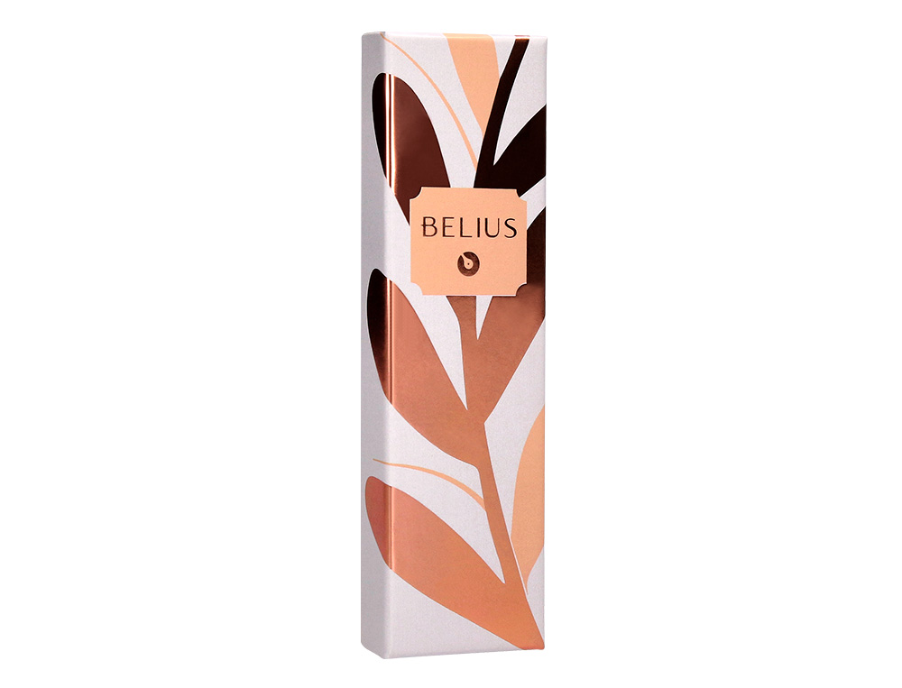 BOLIGRAFO BELIUS ROSE ALUMINIO COLOR NARANJA/ORO ROSA TINTA AZUL CAJA DE DISEO