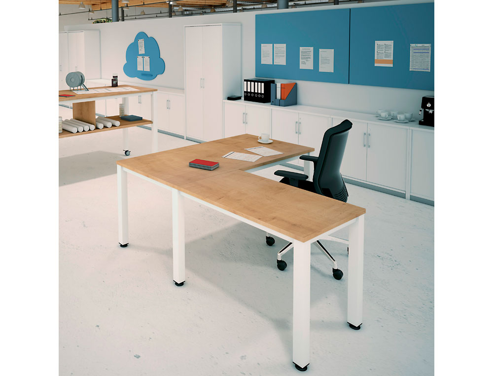 ALA PARA MESA ROCADA SERIE EXECUTIVE 60X100 CM DERECHA O IZQUIERDA ACABADO AD04 GRIS/BLANCO