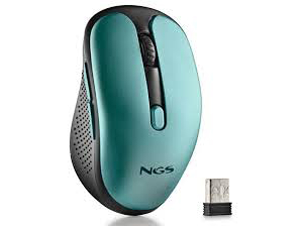 RATON NGS EVO RUST OPTICO 800/1200/1600 DPI INALAMBRICO 5 BOTONES TECLAS SILENCIOSAS RECEPTOR USB 2,4 GHZ VERDE