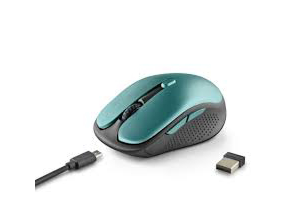 RATON NGS EVO RUST OPTICO 800/1200/1600 DPI INALAMBRICO 5 BOTONES TECLAS SILENCIOSAS RECEPTOR USB 2,4 GHZ VERDE