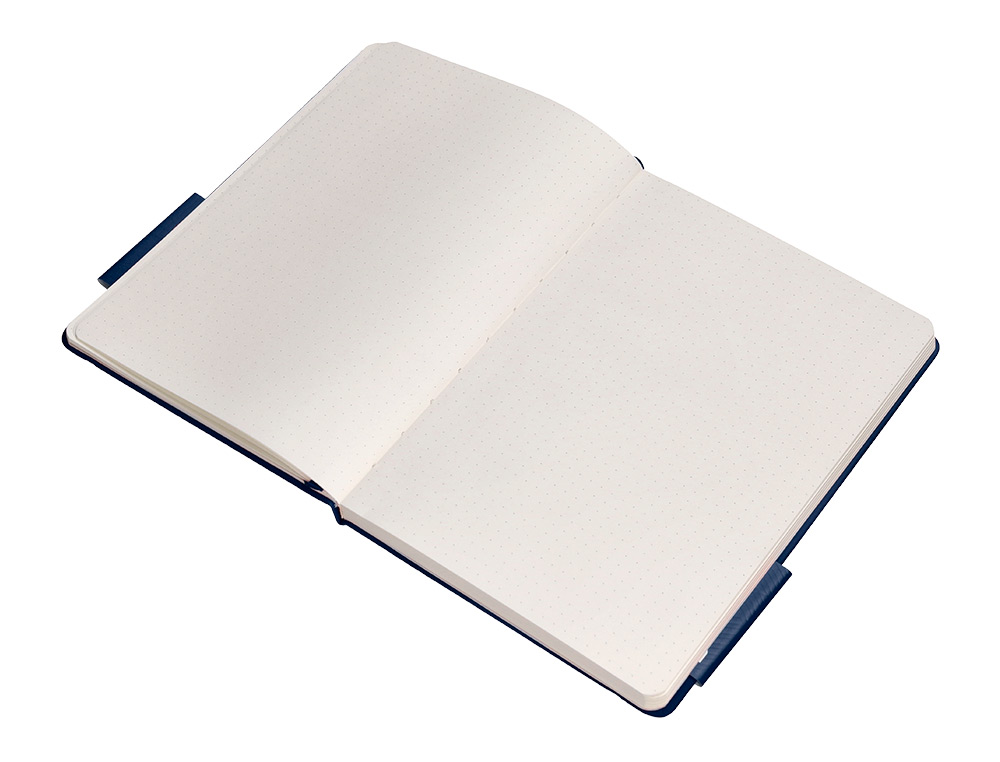 CUADERNO CON GOMILLA ANTARTIK NOTES TAPA DURA A5 HOJAS PUNTOS AZUL MARINO 100 HOJAS 80 GR FSC