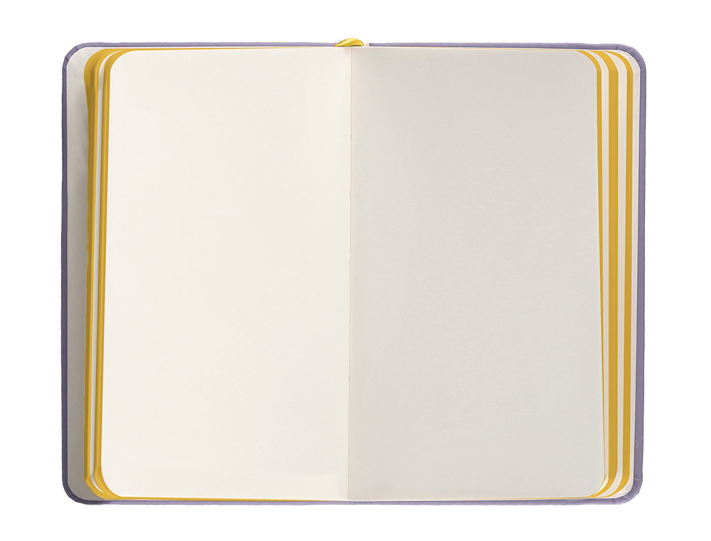 CUADERNO CON GOMILLA ANTARTIK NOTES TAPA DURA A6 HOJAS LISAS MORADO Y AMARILLO 100 HOJAS 80 GR FSC